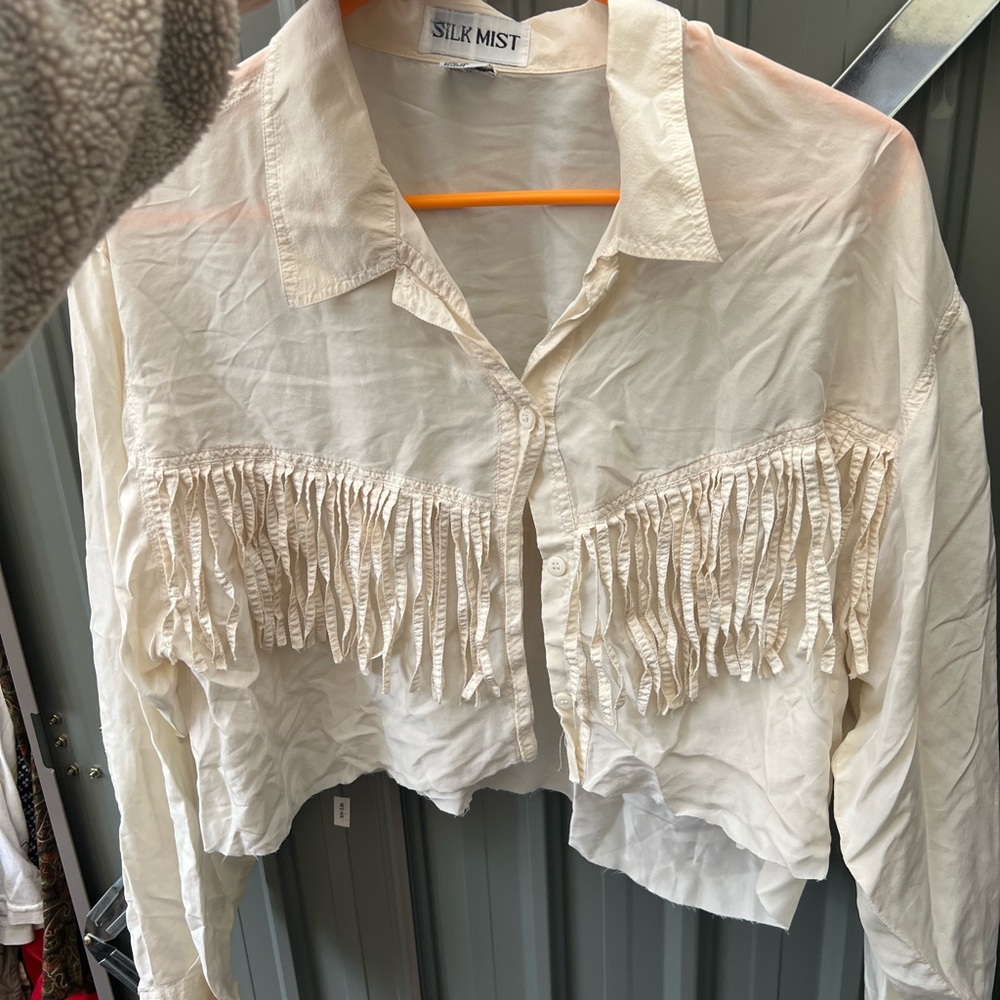Vintage Slike Fringe Crop Top